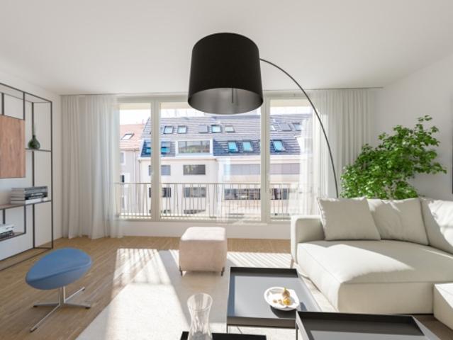Moderne, helle Wohnung mit grossem Balkon für Kleinfamilien, Nähe Tram