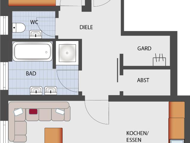 Moderne Wohnung, perfekt geschnitten
