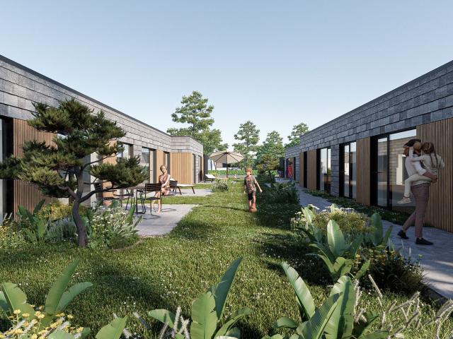 Moderne 1 plans rækkehus med have i Helsinge