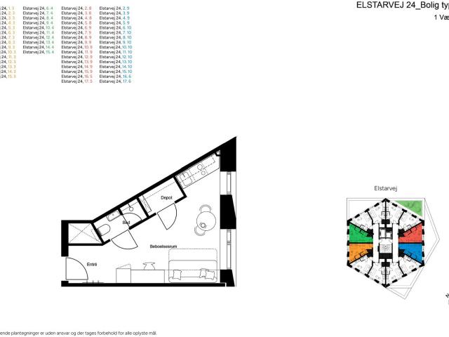 Moderne 1 værelses med fælles tagterrasse i Valby