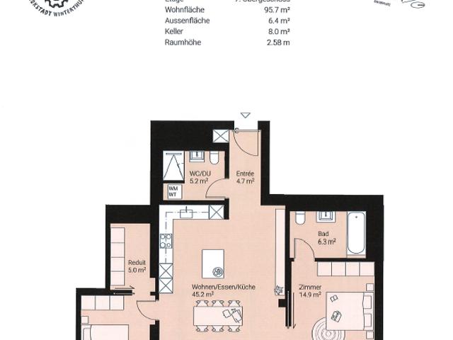 Moderne 3.5 Zimmerwohnung in der Lokstadt
