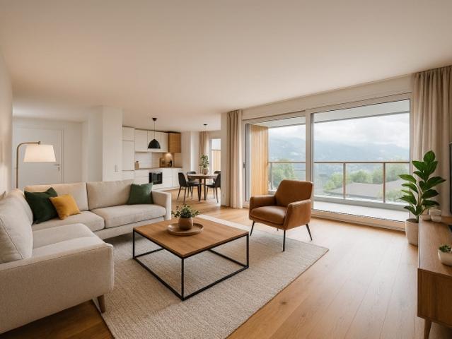 Moderne 5.5 Zimmer Gartenwohnung in Zeneggen mit Bergblick