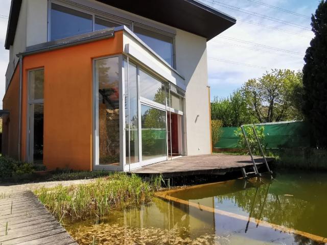 Modernes Architektenhaus mit Schwimmbiotop