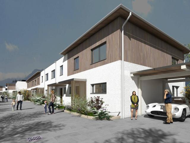 Modernes Neubauhaus mit Garten, Terrasse und Carport