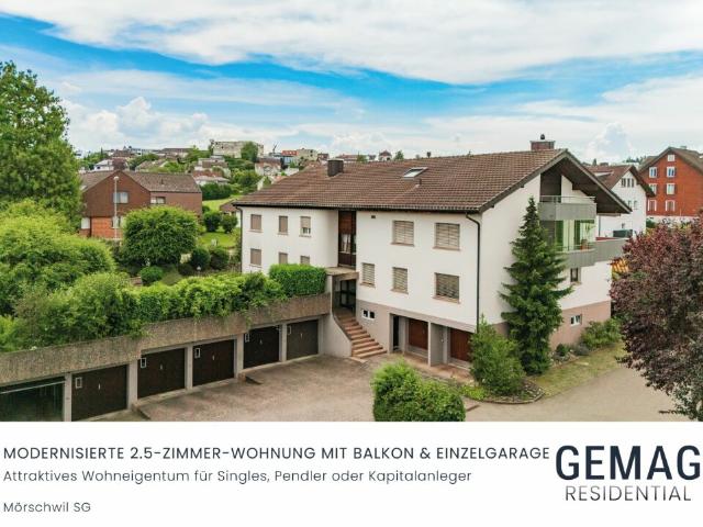 Modernisierte 2.5 Zimmer Wohnung mit Balkon & Einzelgarage