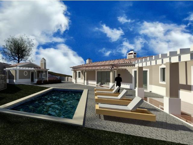 Moradia contemporânea em construção com piscina e garagem Salir do Matos