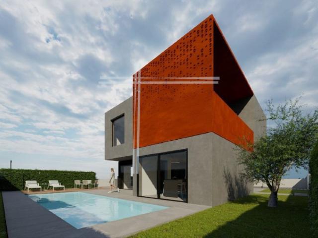 Moradia isolada T4, arquitetura contemporânea com garagem e piscina Aroeira