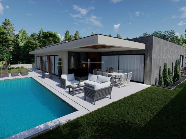 Moradia isolada T5, arquitetura contemporânea com garagem e. 340m² Amora
