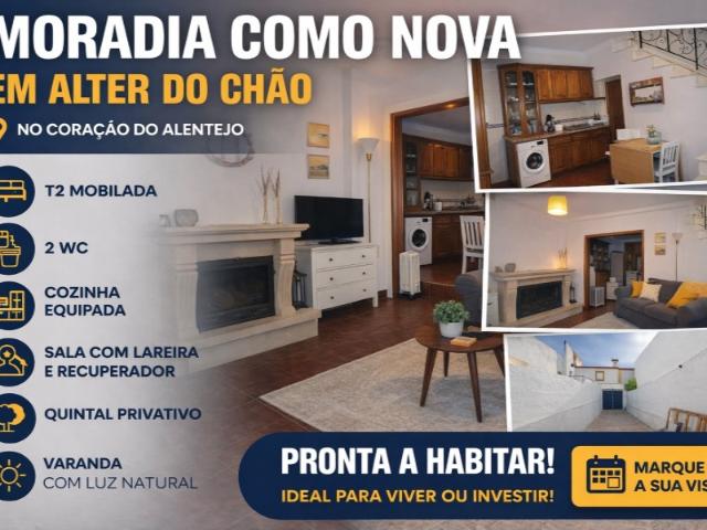 Moradia T3 como Nova em Alter do Chão | Mobilada | Quintal | Lareira