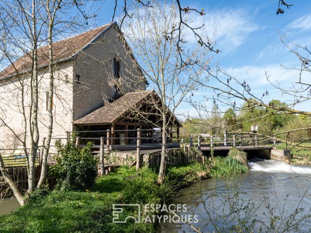 Moulin médiéval dans un cadre enchanteur
