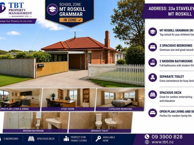 Mount Roskill, 3 bedrooms