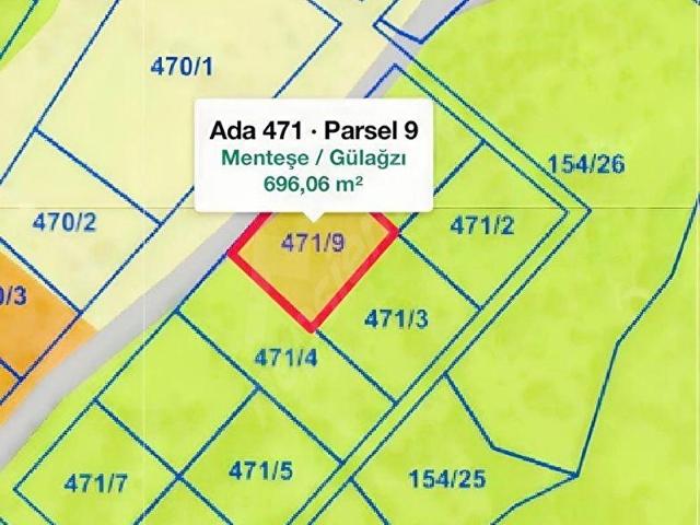 MUĞLA MENTEŞE GÜLAĞZI SATILIK 696 m2 ARSA
