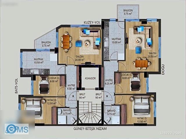 Muratpaşa Gebizli Mah. Katta AYRI MUTFAKLI 90m2 2+1