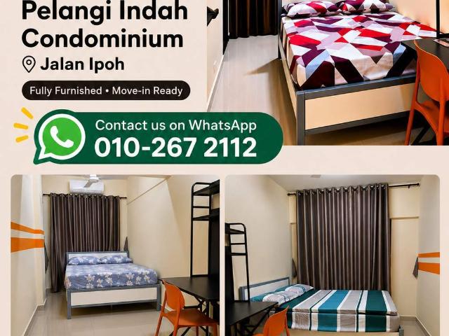 Must view high floor medium room at pelangi indah, jalan ipoh mixed gender mrt kentonmen & ktm batu kentonmen