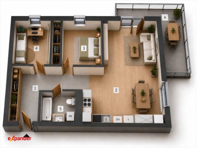 Nowoczesne 57 m² z loggią Rzeszów Przybyszówka