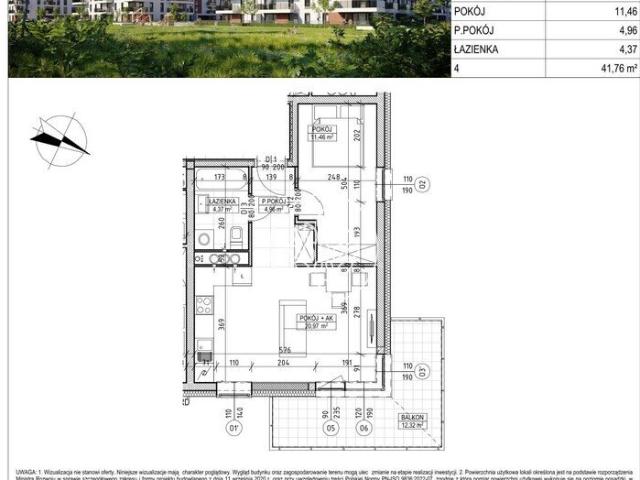 Na sprzedaż komfortowe 2 pokojowe mieszkanie 41,76 m² w Fordonie