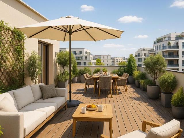 NANTERRE VILLE * DERNIER ÉTAGE Magnifique 4 pièces avec GRANDE TERRASSE au pied du RER A