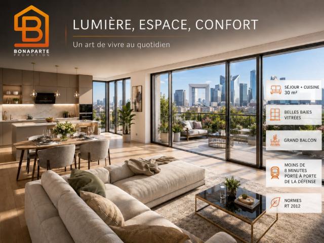 NANTERRE GROUES MAGNIFIQUE 3 PIECES AVEC GRAND BALCON 3 pièces, 70 m²