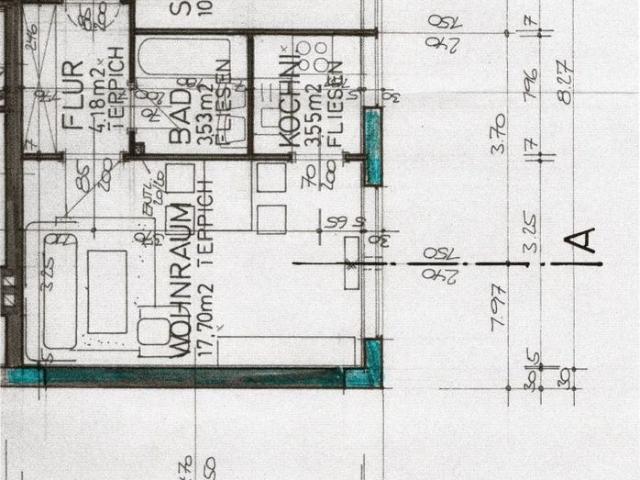 Nette 2 Zimmerwohnung, 43 m² WNFL, inkl. neuer Küche, Parkplätze vor dem Haus, schöner Allgemeingarten!