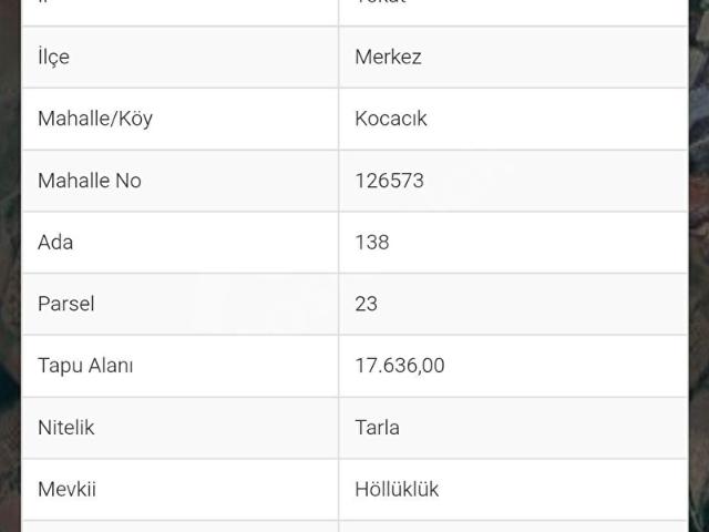 NETA' DAN KOCACIK KÖYÜ İMAR SINIRINDA SATILIK TARLA