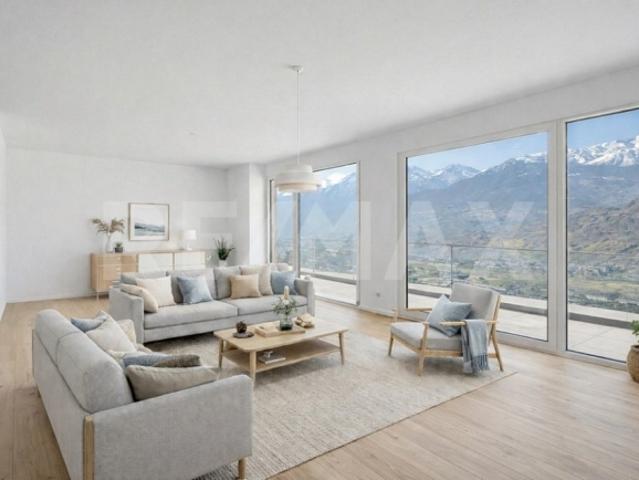 Neu | 3,5p 91 m² + Terrasse 43 m² | Blick auf die Rhonetal Höhen von Sion von 670.000 CHF