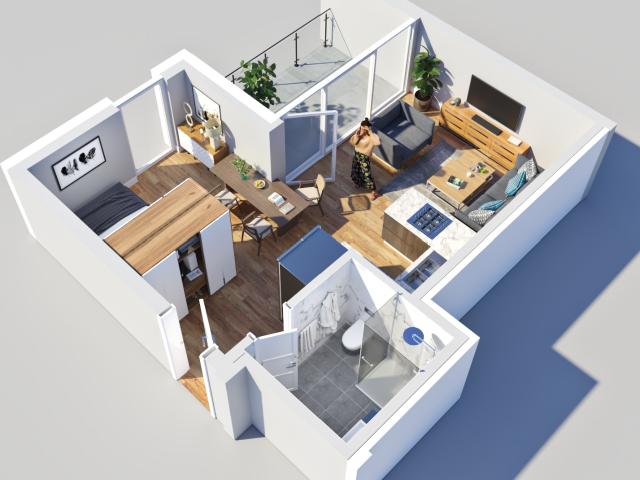Neubau 1,5 Zi. Penthouse Wohnung mit Dachterrasse Stadtquartier Am Weinberg