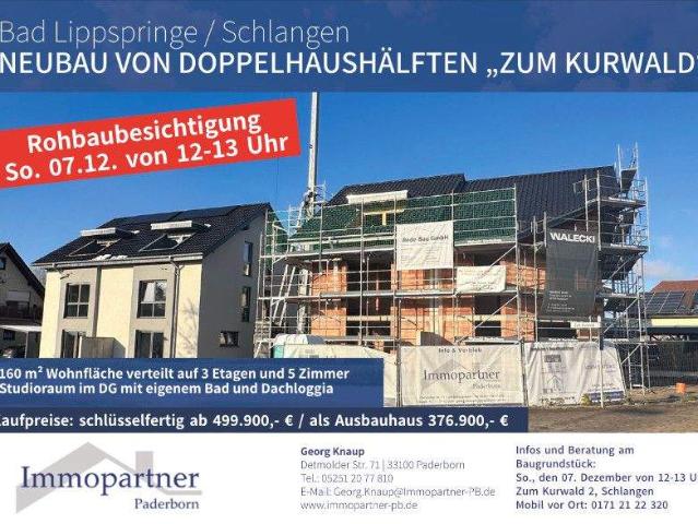 Neubau Doppelhaushälften in Bad Lippspringe Schlangen als Ausbauhaus