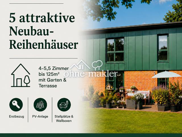 Neubau Erstbezug: 5 Zimmer Reihenhaus, 110 m², Garten, Terrasse, Wallbox in Neumünster Gadeland