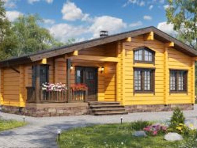 Neubau, Bungalow Nevada mit Vollholz Außenwänden von 200 mm oder 250 mm, mit 22 m² Terrassen