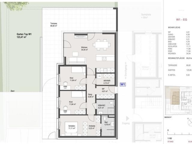 Neubauprojekt Nonntal Living: 4 Zimmer Gartenwohnung mit Bungalow Charakter und Großzügigen Freiflächen