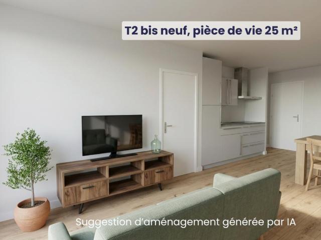 NEUF Appartement T2 bis de 39,06 m² avec alcôve, balcon et stationnement Résidence Reverso à Louviers