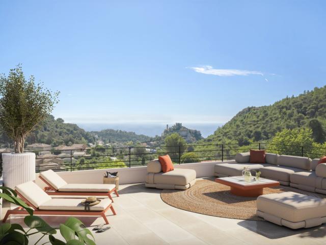 NEUF, EZE 3 PIÈCES DE 70M2, TERRASSE, JARDIN DE 118M2, PARKING, PISCINE