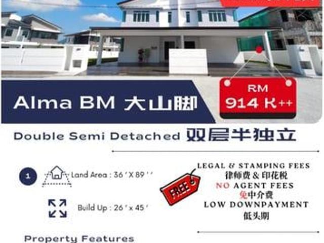 New Double Storey Semi Detached house for Sale at Alma Bukit Mertajam