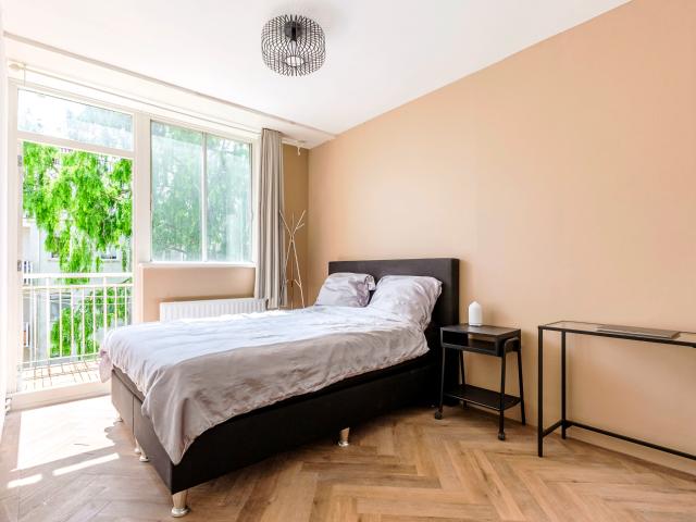 new renovated bedrom with balcony& big living room