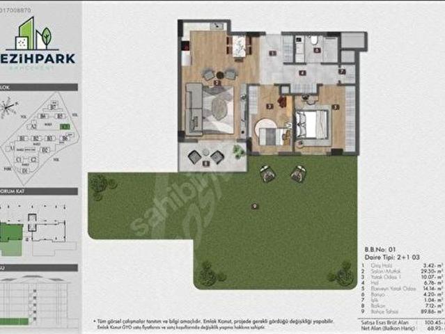NEZİHPARK BAHÇEKENT 2+1 BAHÇE KATI