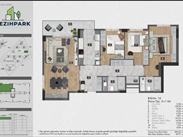 NEZİHPARK BAHÇEKENT'TE ARA KAT 3+1 DAİRE