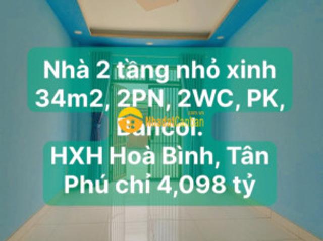 Nhà 2 tầng hxh hoà bình, hiệp tân, phú, hcm giá 4,098 tỉ