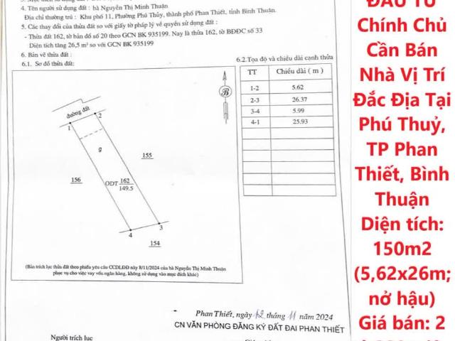 NHÀ SIÊU ĐẸP GIÁ ĐẦU TƯ Chính Chủ Cần Bán Nhà Vị Trí Đắc Địa Tại Phú Thuỷ, TP Phan Thiết, Bình