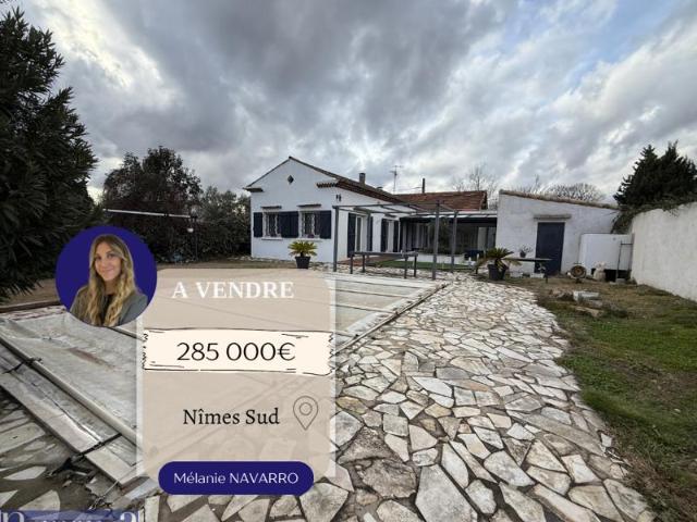 NIMES SUD Maison de type 6 de plain pied avec véranda, jar