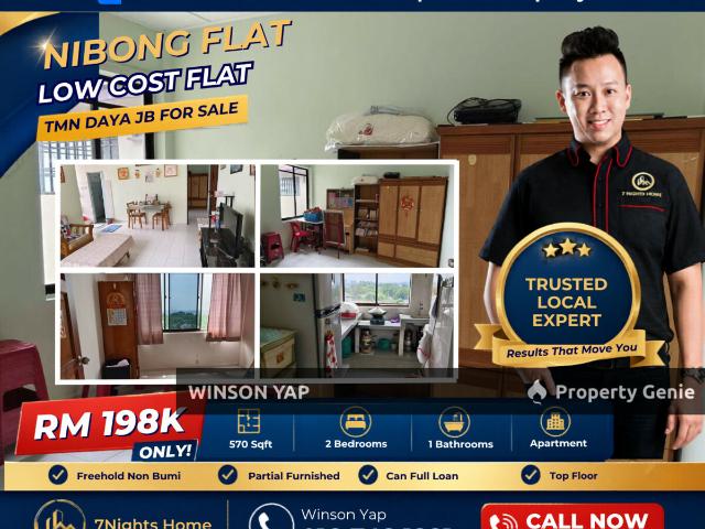 Nibong Flat @ Taman Daya JB Low Cost Vacant Unit Top Floor Freehold