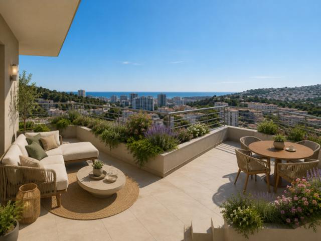 NICE OUEST: RARE TOIT TERRASSES T4 DE 80 M² AVEC 60M² DE TERRASSE VUE DEGAGEE