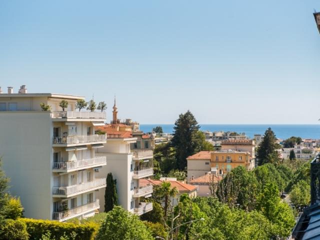 NICE CIMIEZ STUDIO DE 22 M² A VENDRE RIVIERA PALACE VUE MER DERNIER ETAGE TERRASSE RENOVE CALME PROCHE COMMODITE