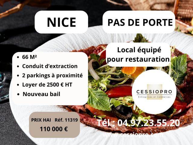 NICE LOCAL ÉQUIPÉ POUR DE LA RESTAURATION CÈDE EN PAS DE PORTE