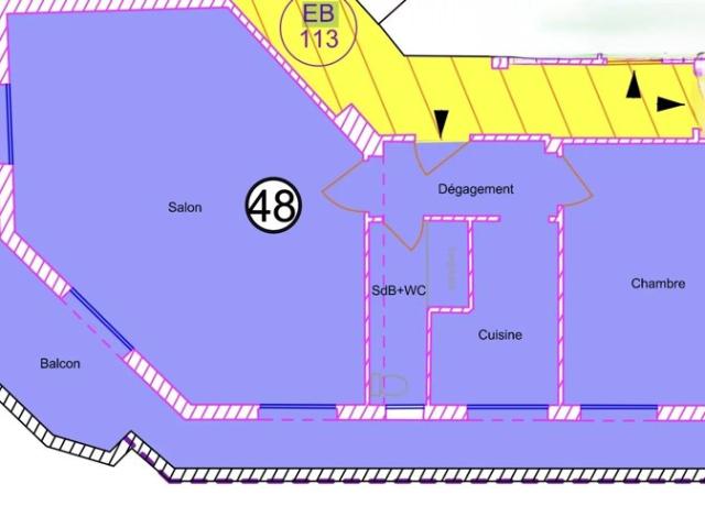 NICE ST BARTHELEMY 2P 53m² DERNIER ETAGE VUE MER LOUÉ