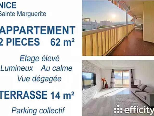 Nice 06200 Achat / Vente appartement 2 pièces t2 terrasse cave