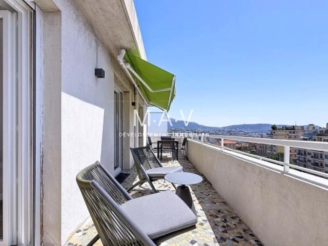 NICE/PARC IMPÉRIAL APPARTEMENT 4 PIÈCES RÉNOVÉ DERNIER ÉTAGE TERRASSES VUE MER DÉGAGÉE