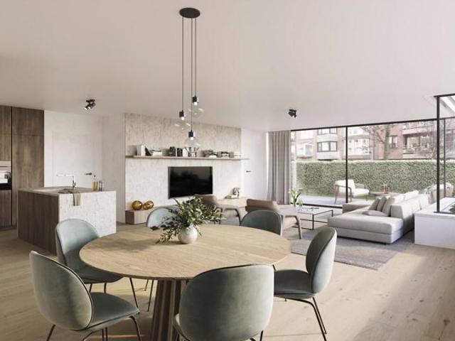 Nieuw gelijkvloers hoekappartement met tuin in een modern ho