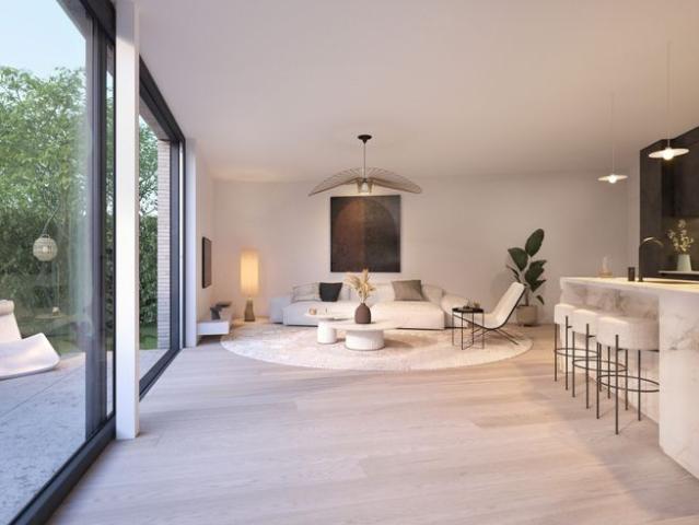 Nieuwbouw gelijkvloersappartement met prachtige tuin vlak.