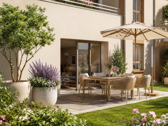 NOUVEAU A LONGVIC SUPERBE T3 JARDIN NEUF EXPO SUD RESIDENCE INTIMISTE ENTOUREE DE VERDURE 3 pièces, 62 m²