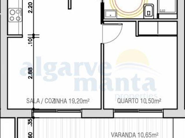 Nova construção Apartamento T1 sito no 2º andar de um edif. 35m² Monte Gordo